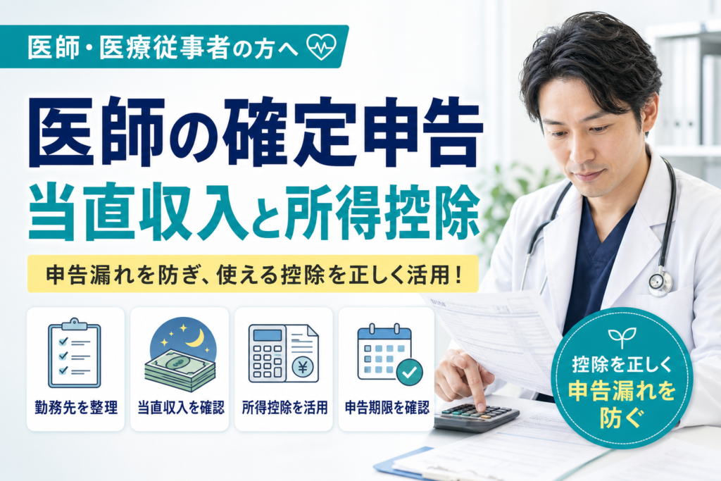 医師の確定申告ガイド｜非常勤・当直収入と所得控除の注意点