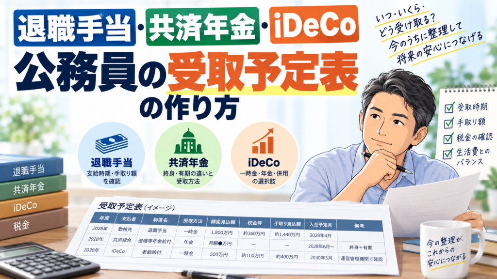 退職手当・共済年金・iDeCo｜公務員の受取予定表の作り方