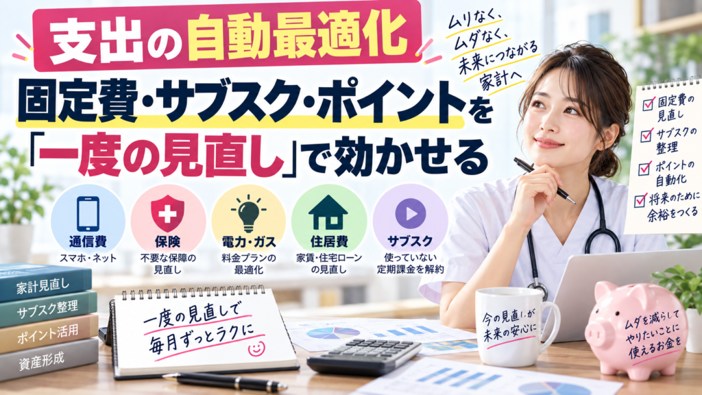 支出の自動最適化｜固定費・サブスク・ポイントを「一度の見直し」で効かせる